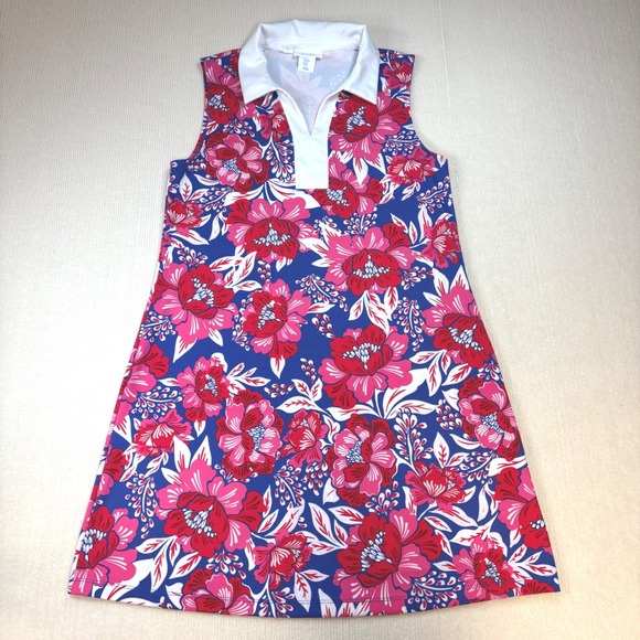 Sigrid Olsen Dresses & Skirts - Sigrid Olsen Golf and Tennis Dress Womens M Blue Pink Floral Sleeveless Polo